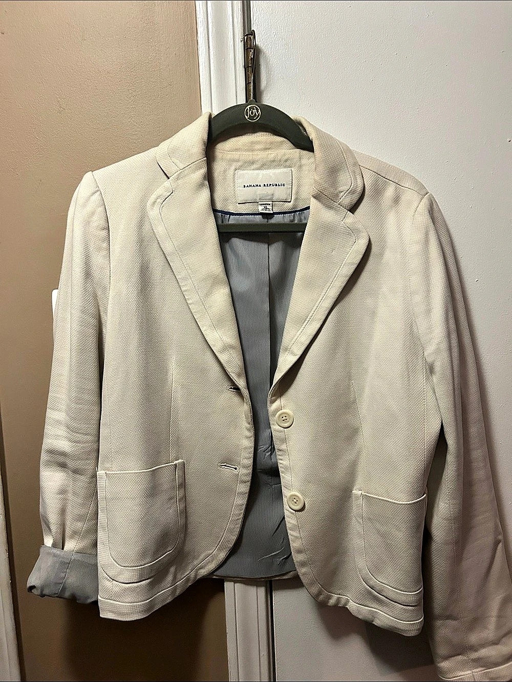 Banana Republic Textured Blazer in Cream Size 10